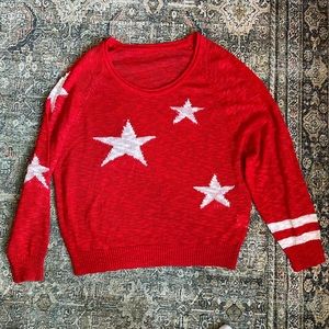 Iike new red white star sweater, sz S